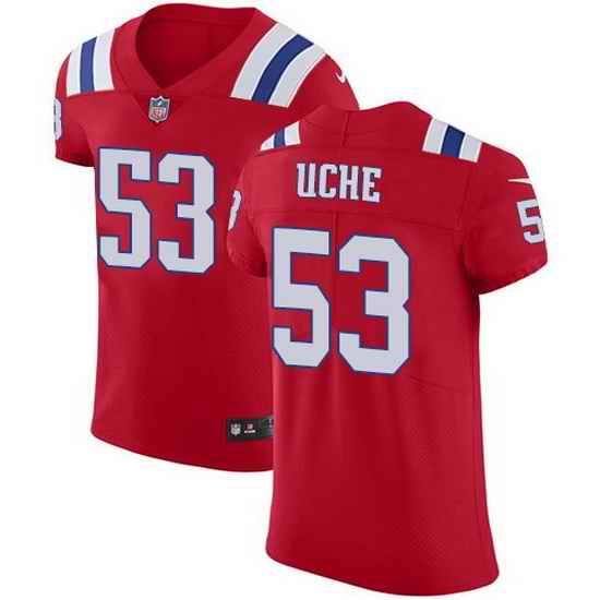 Nike Patriots 53 Josh Uche Red Alternate Men Stitched NFL New Elite Jersey